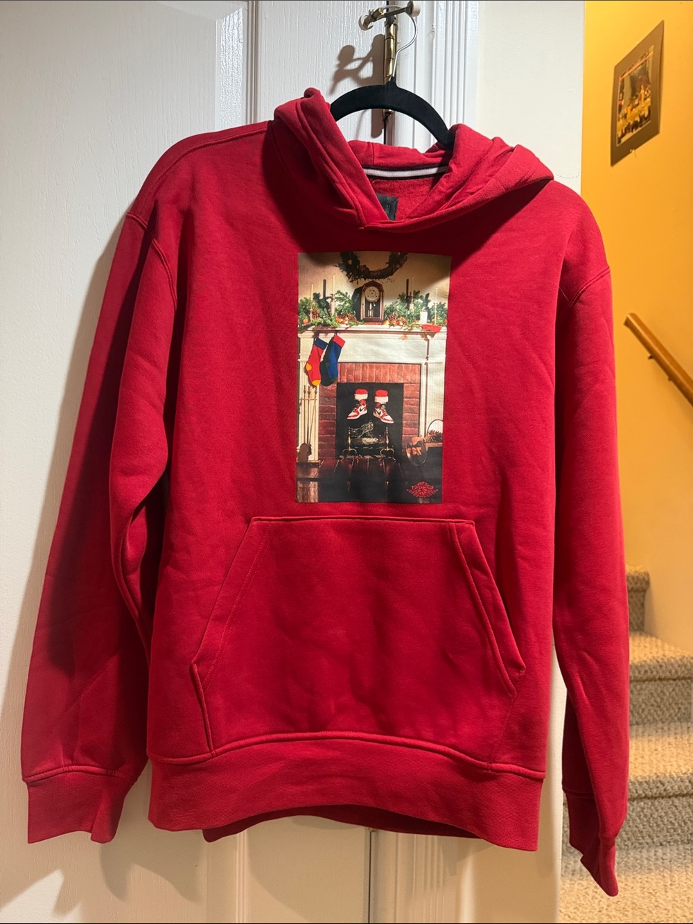 Men’s Jordan Hoodie Holiday Fireplace size Small - Women Medium - Kids Large